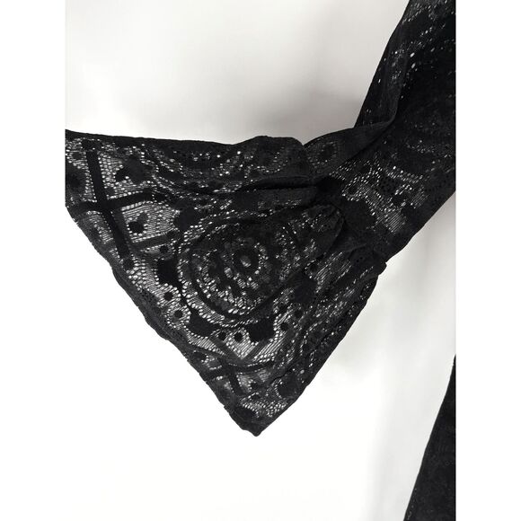 Calvin Klein Black Velvet Lace Dress Womens Size 10 Cocktail Party Whimsigoth - Picture 5 of 10